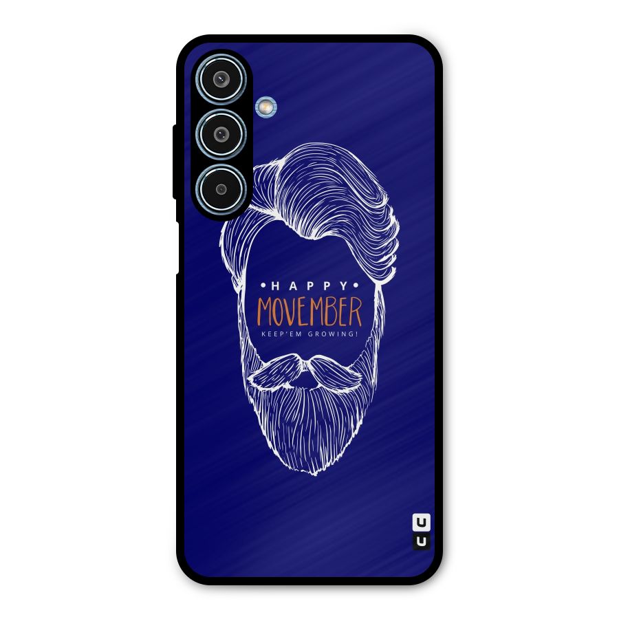Happy Movember Blue Metal Back Case for Galaxy M35