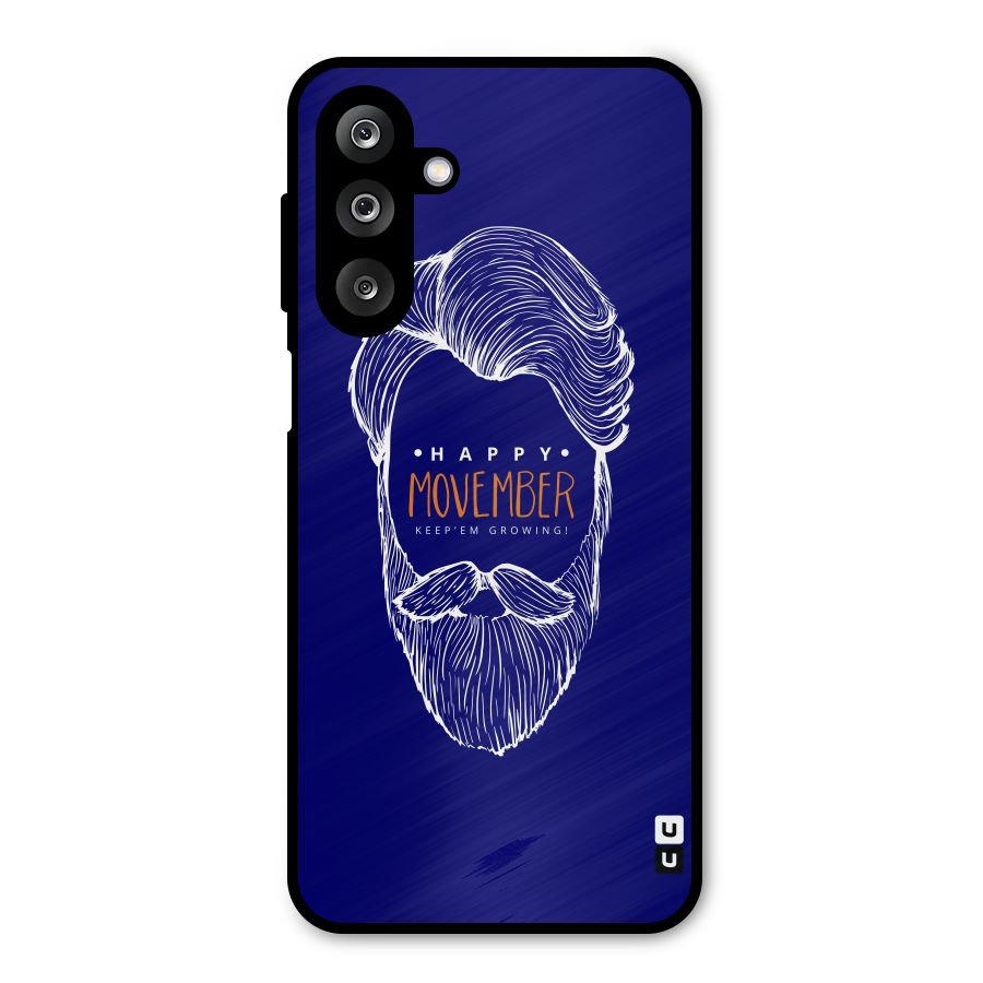 Happy Movember Blue Metal Back Case for Galaxy M36
