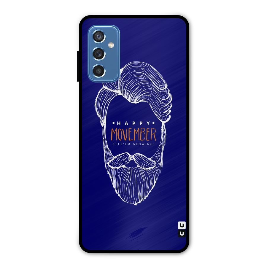 Happy Movember Blue Metal Back Case for Galaxy M52 5G
