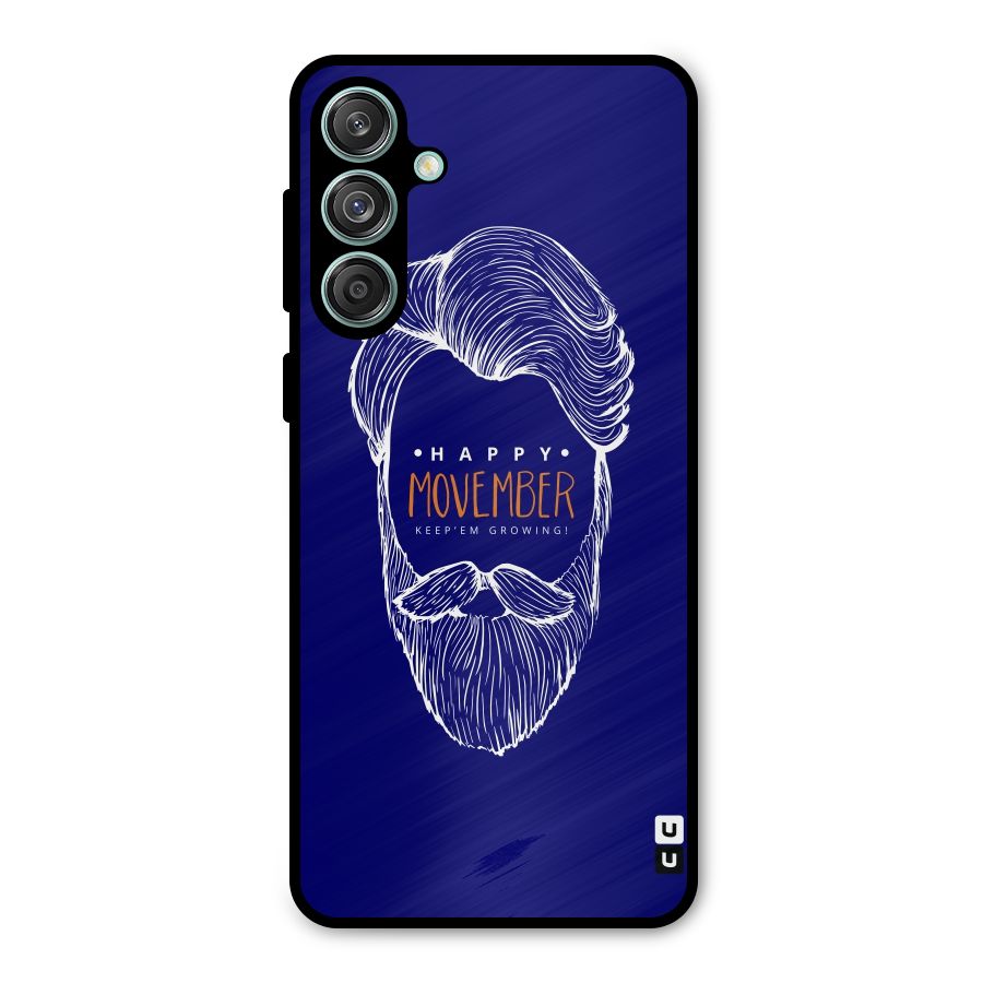 Happy Movember Blue Metal Back Case for Galaxy M55 5G