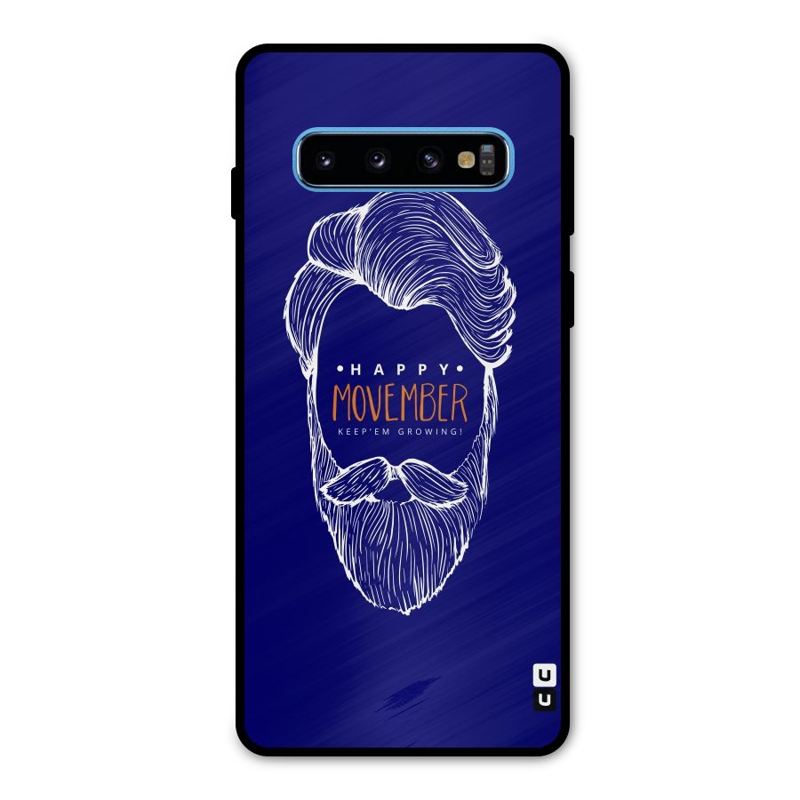 Happy Movember Blue Metal Back Case for Galaxy S10