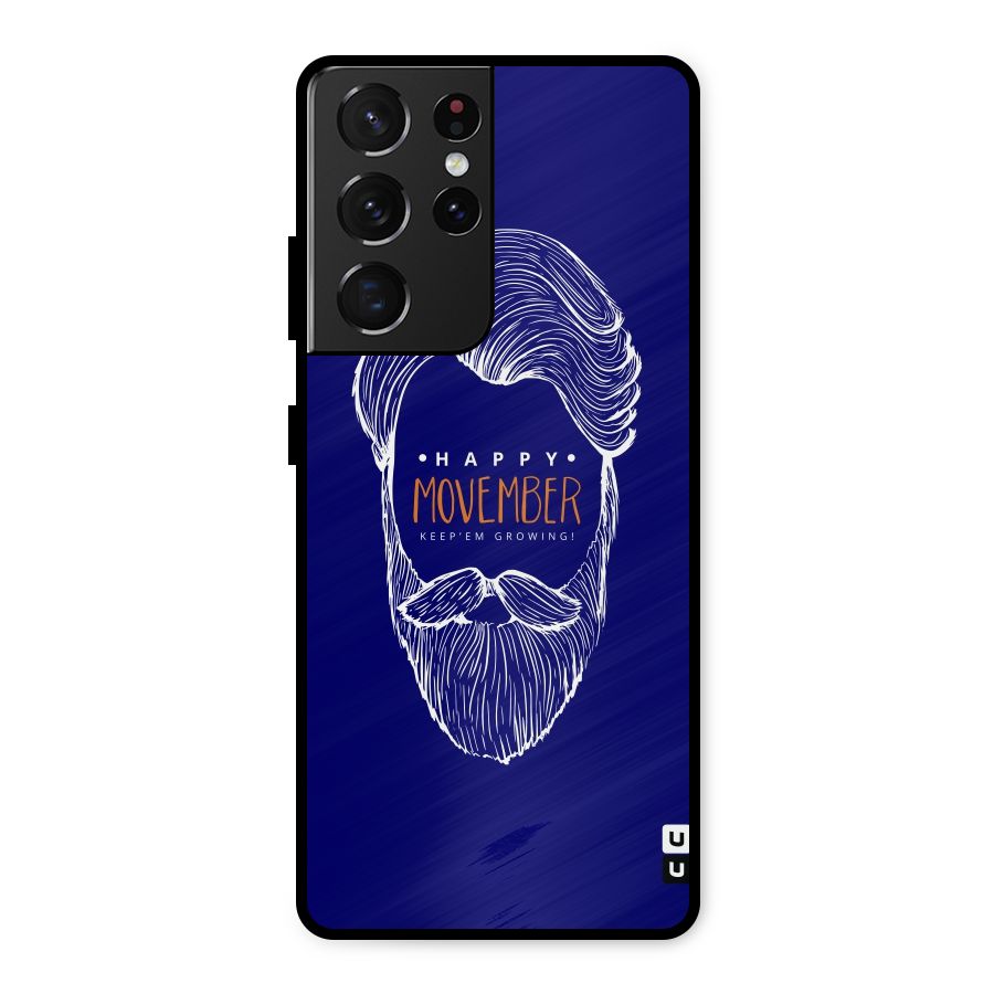 Happy Movember Blue Metal Back Case for Galaxy S21 Ultra 5G
