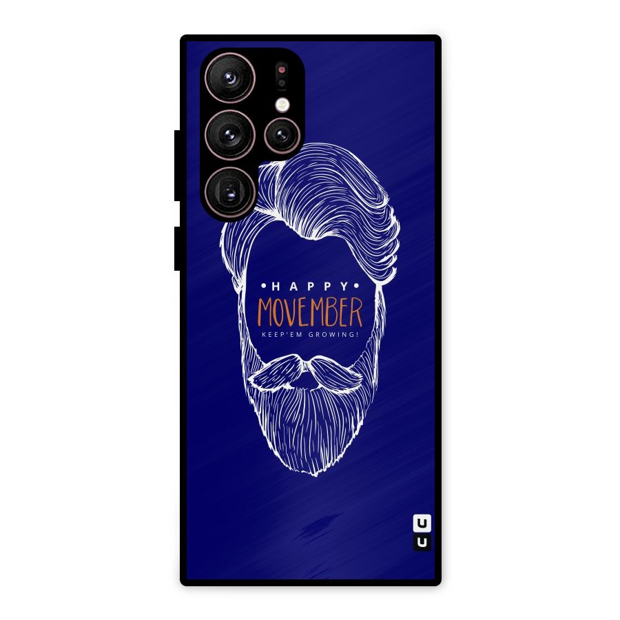 Happy Movember Blue Metal Back Case for Galaxy S22 Ultra 5G