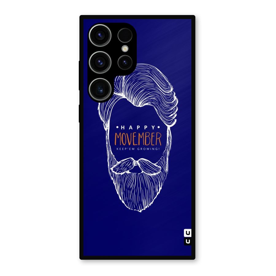 Happy Movember Blue Metal Back Case for Galaxy S23 Ultra