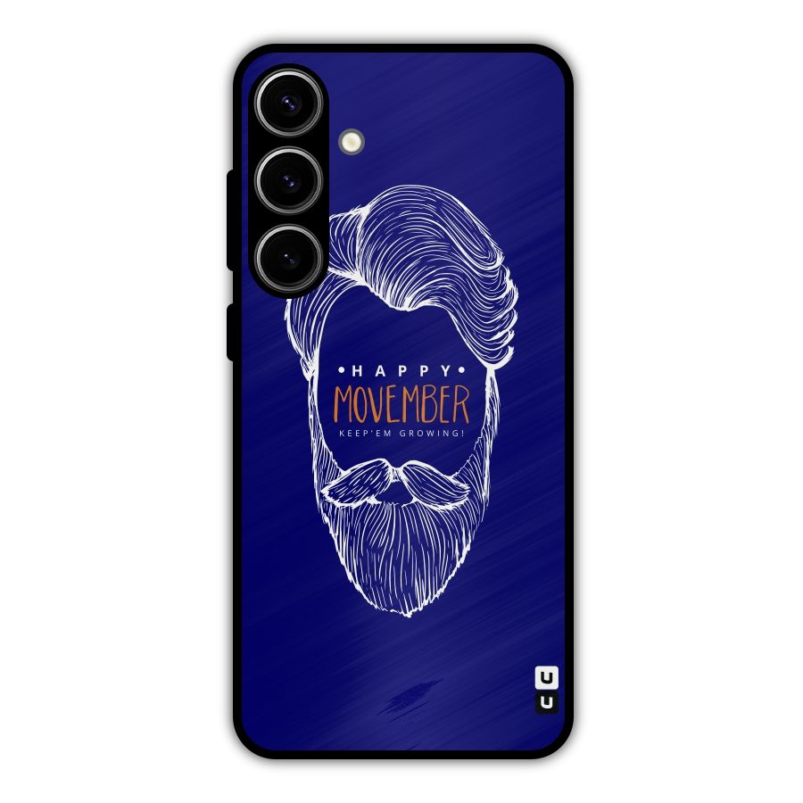 Happy Movember Blue Metal Back Case for Galaxy S24 Plus