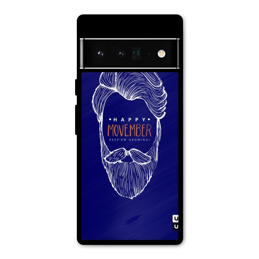 Happy Movember Blue Metal Back Case for Google Pixel 6 Pro