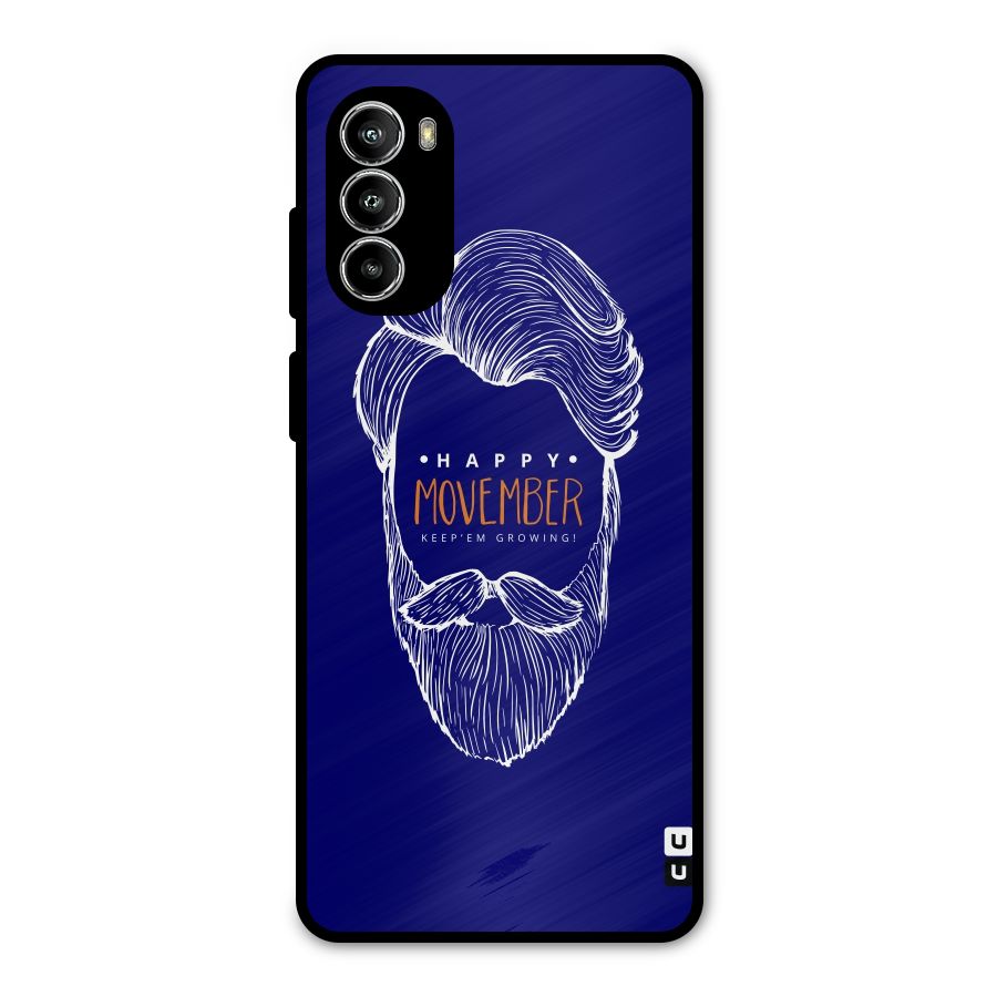 Happy Movember Blue Metal Back Case for Moto G52
