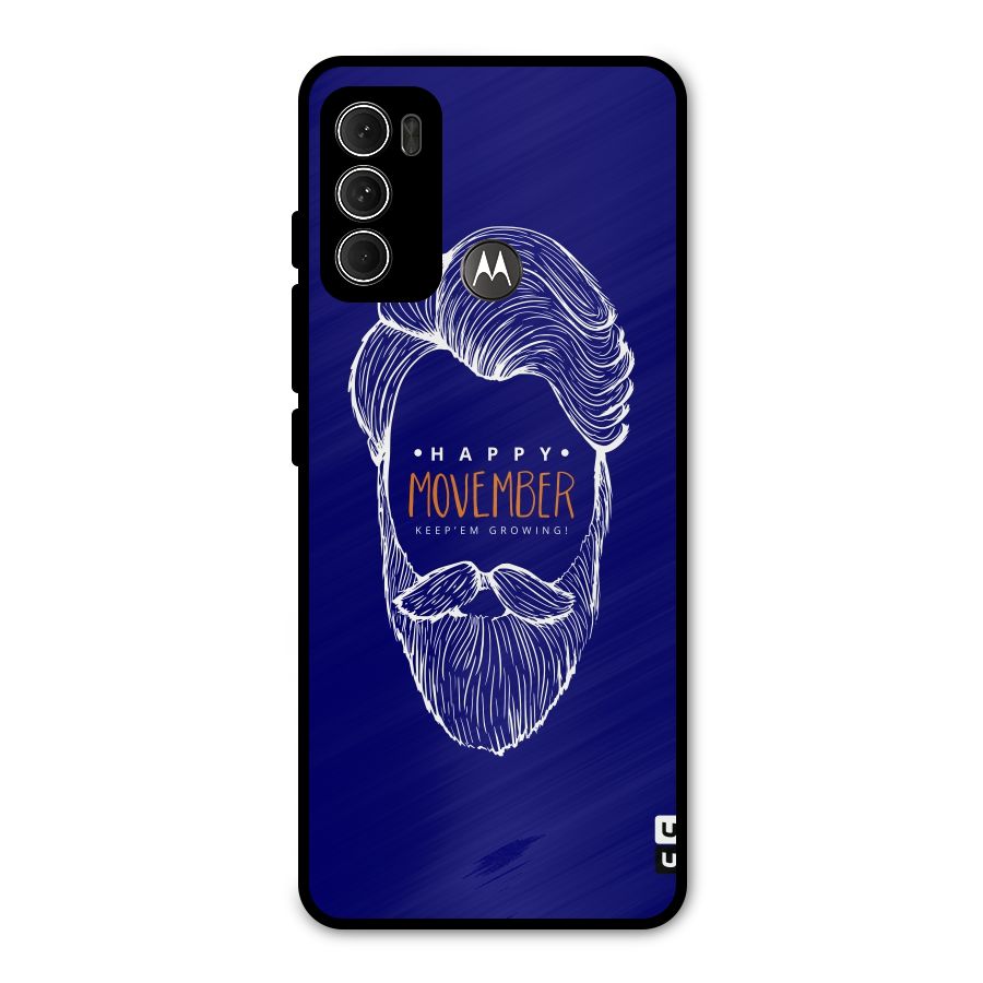 Happy Movember Blue Metal Back Case for Moto G60