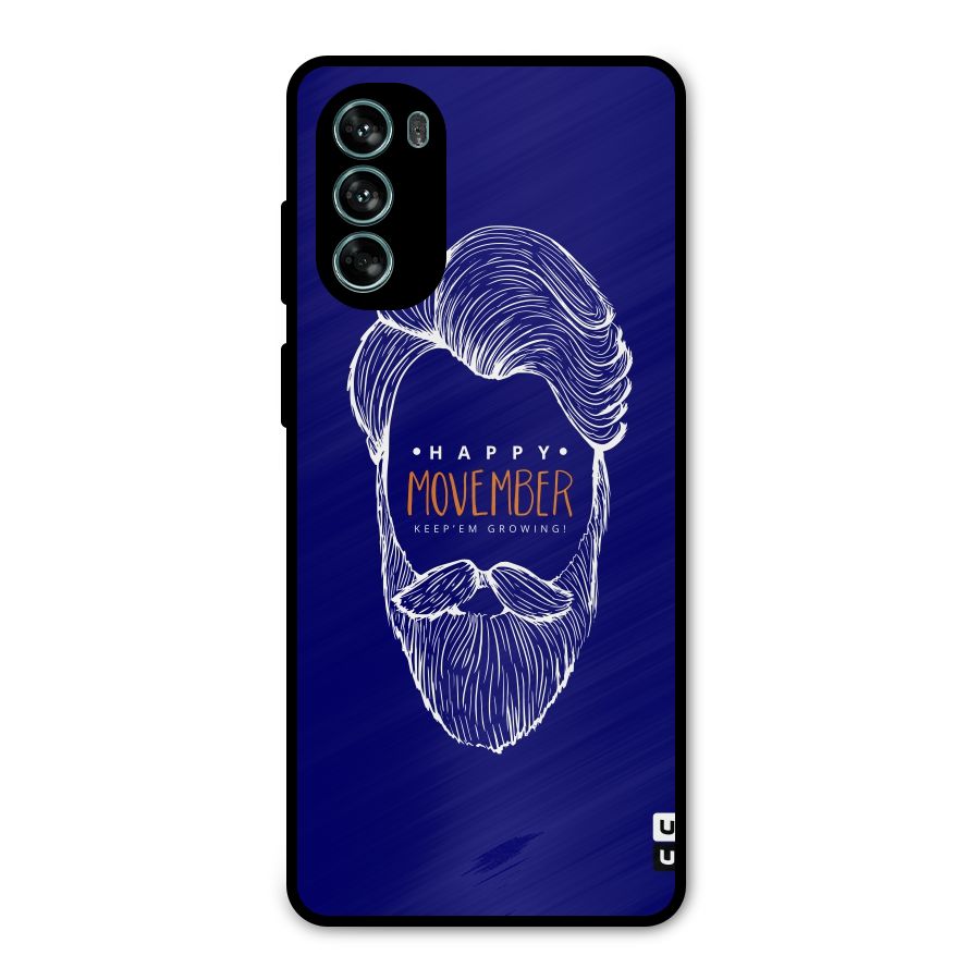 Happy Movember Blue Metal Back Case for Moto G62