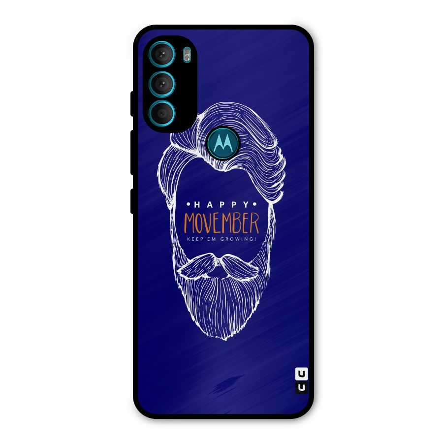 Happy Movember Blue Metal Back Case for Moto G71 5G