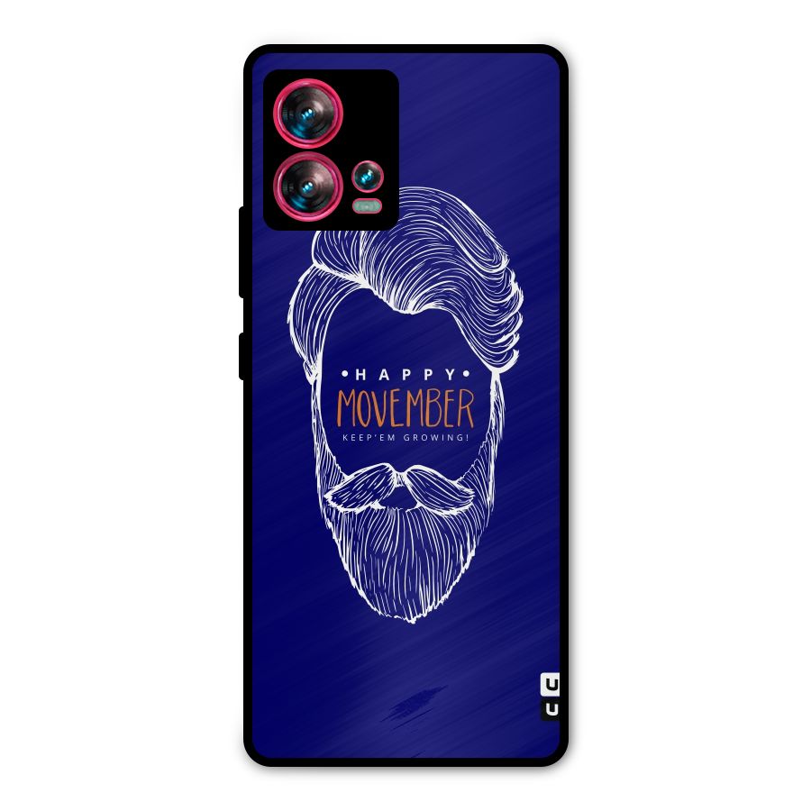 Happy Movember Blue Metal Back Case for Motorola Edge 30 Fusion