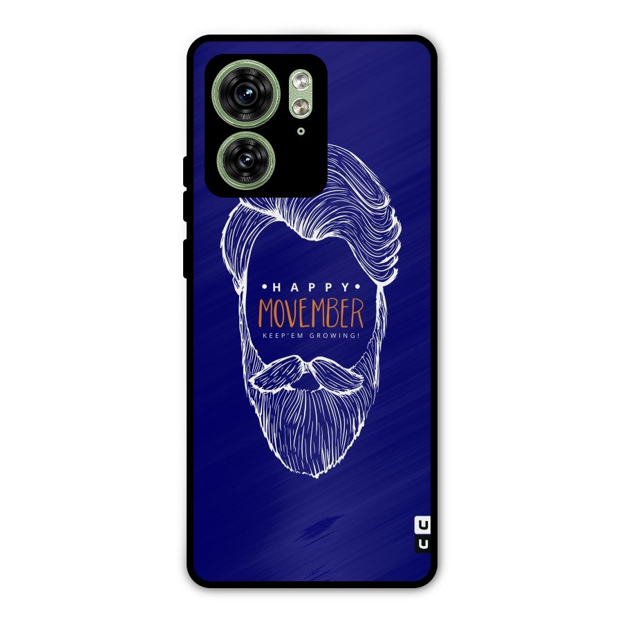 Happy Movember Blue Metal Back Case for Motorola Edge 40 5G
