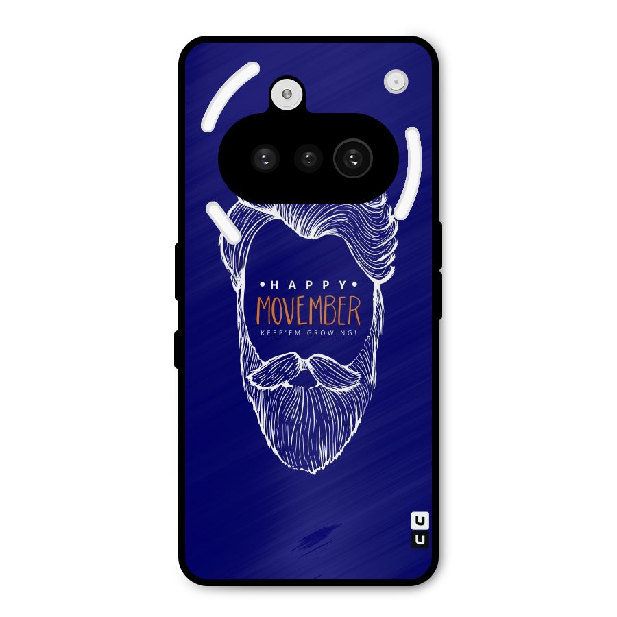 Happy Movember Blue Metal Back Case for Nothing Phone 3a