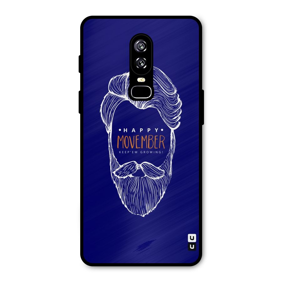 Happy Movember Blue Metal Back Case for OnePlus 6