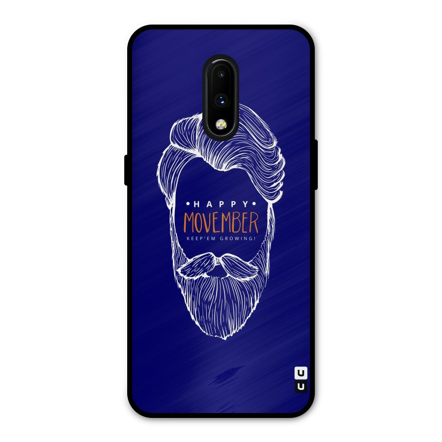 Happy Movember Blue Metal Back Case for OnePlus 7