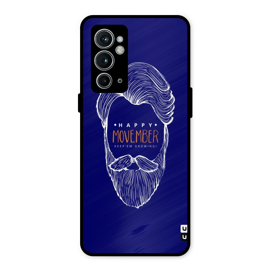 Happy Movember Blue Metal Back Case for OnePlus 9RT 5G