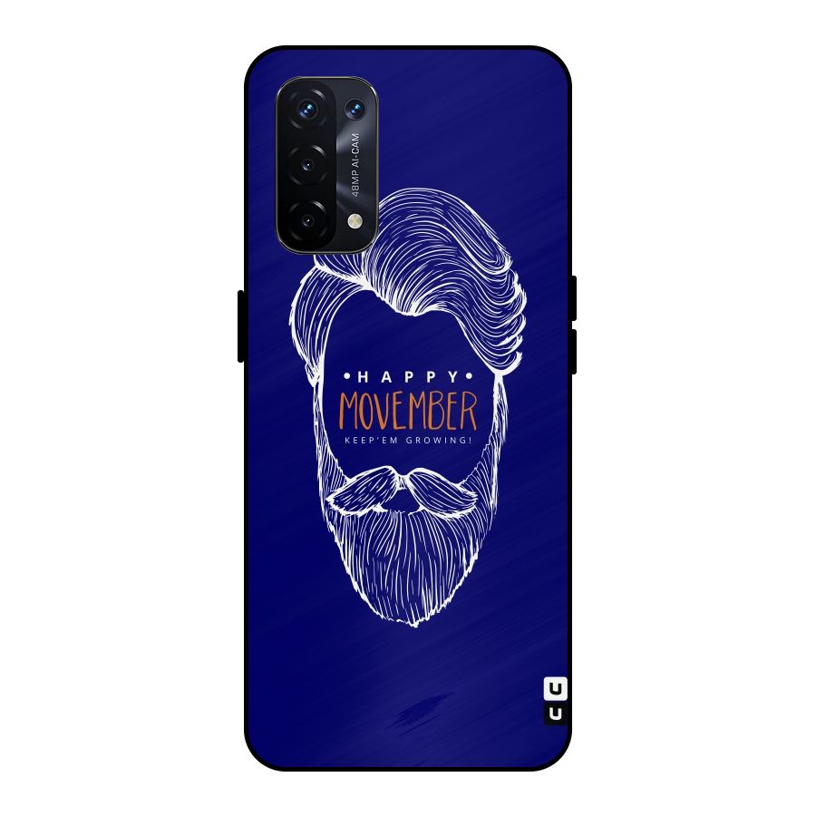 Happy Movember Blue Metal Back Case for Oppo A74 5G