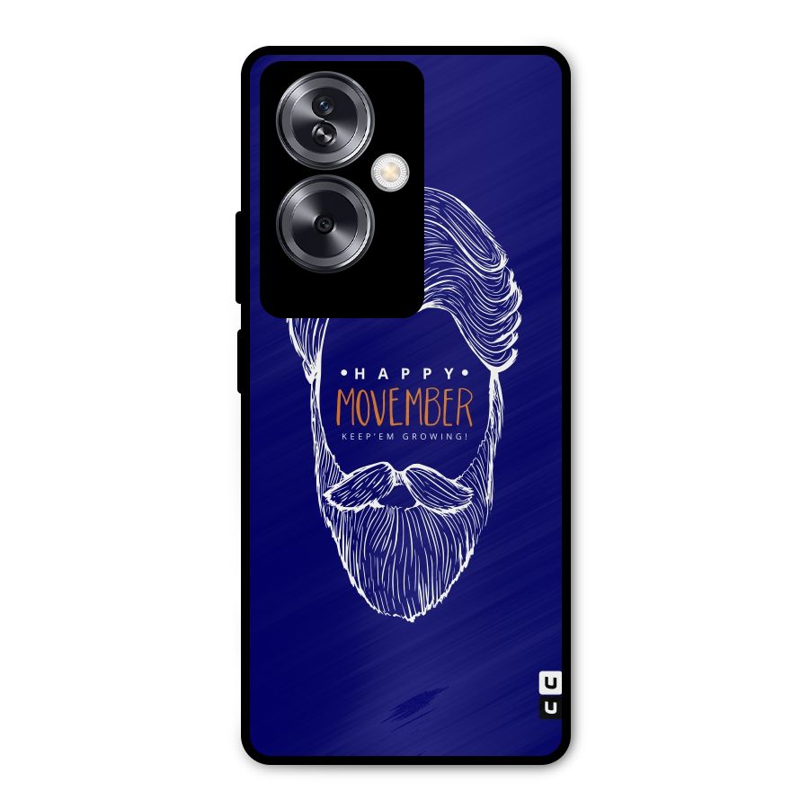 Happy Movember Blue Metal Back Case for Oppo A79 5G