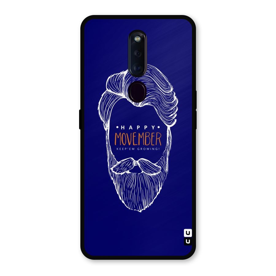 Happy Movember Blue Metal Back Case for Oppo F11 Pro