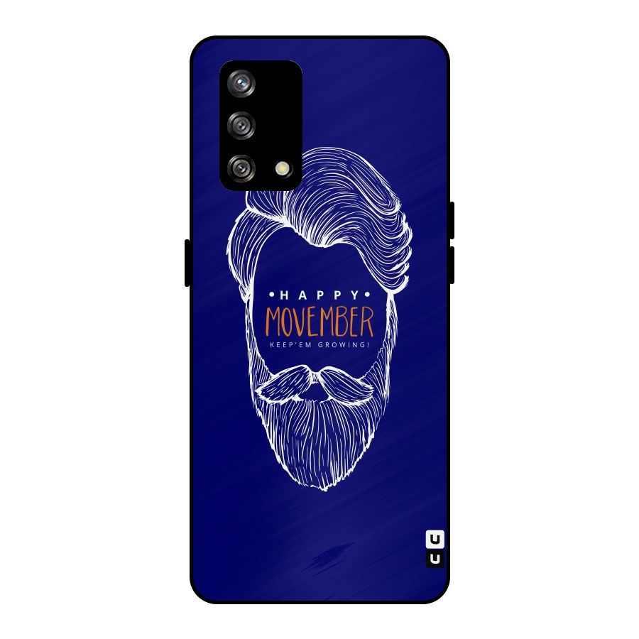 Happy Movember Blue Metal Back Case for Oppo F19