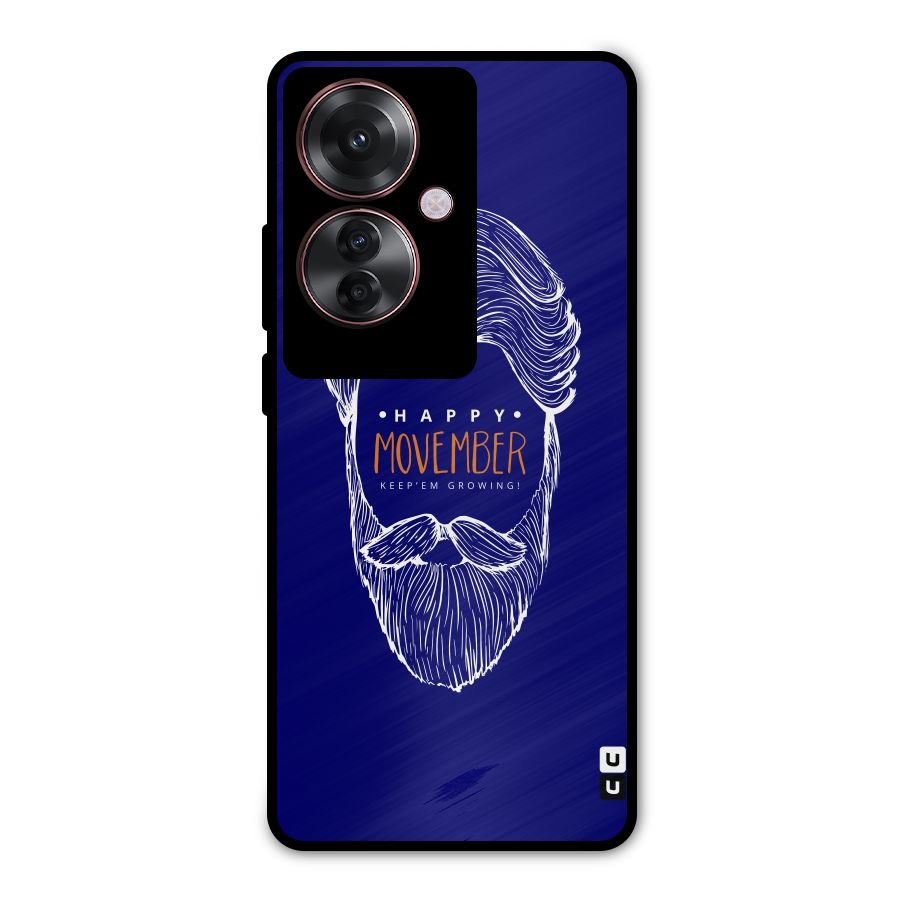Happy Movember Blue Metal Back Case for Oppo F25 Pro