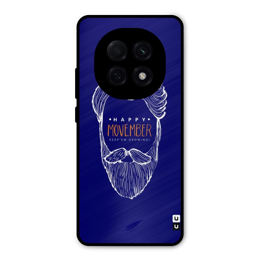 Happy Movember Blue Metal Back Case for Oppo F29 Pro