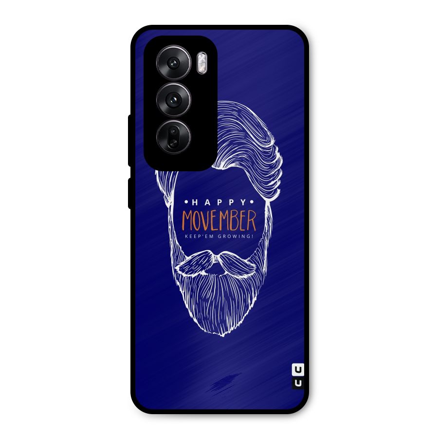 Happy Movember Blue Metal Back Case for Oppo Reno12