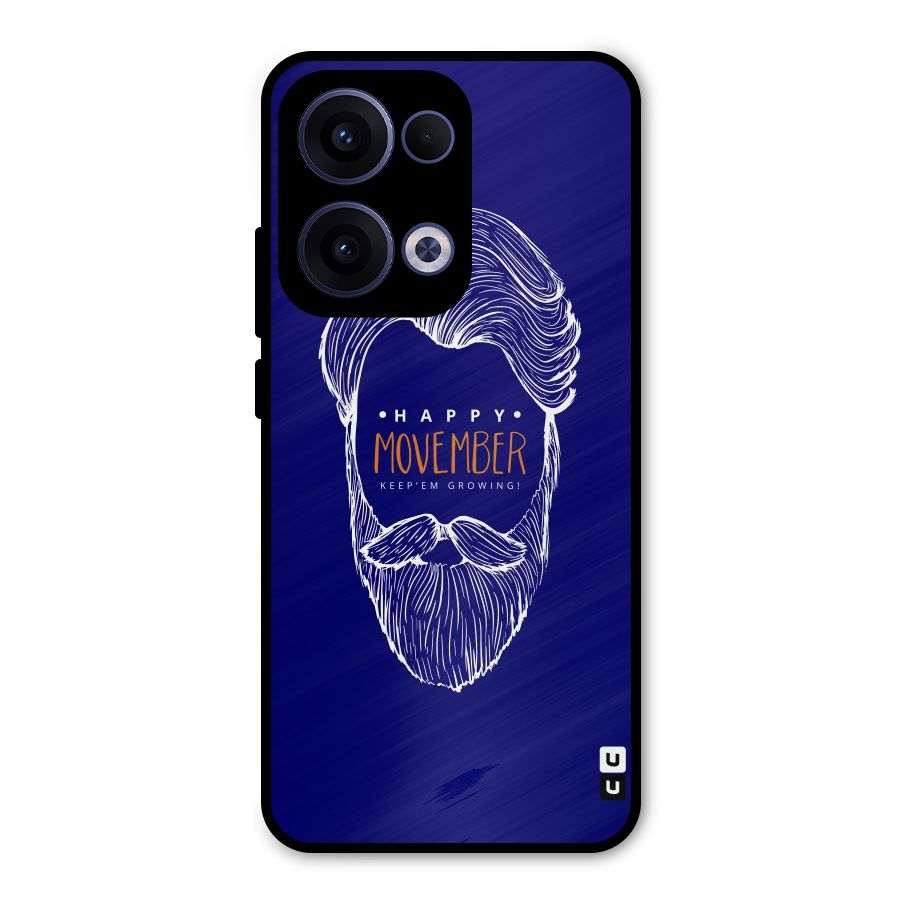 Happy Movember Blue Metal Back Case for Oppo Reno13