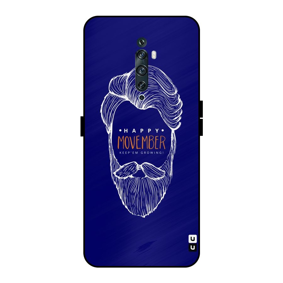 Happy Movember Blue Metal Back Case for Oppo Reno2 Z