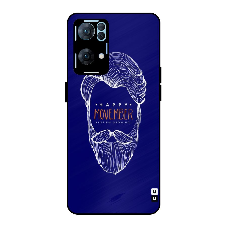 Happy Movember Blue Metal Back Case for Oppo Reno7 Pro 5G