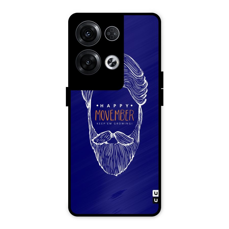 Happy Movember Blue Metal Back Case for Oppo Reno8 Pro 5G