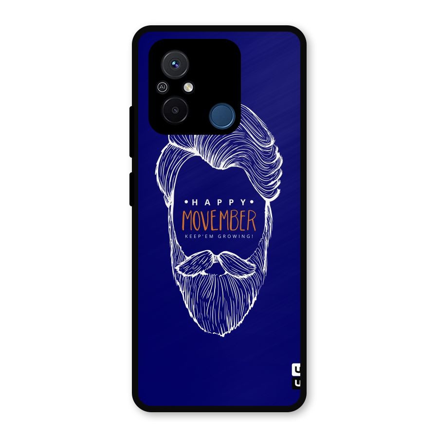 Happy Movember Blue Metal Back Case for Poco C55