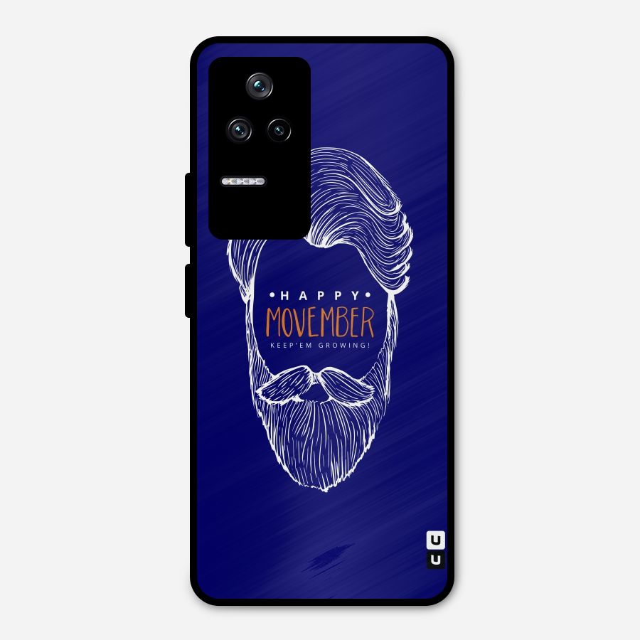Happy Movember Blue Metal Back Case for Poco F4 5G