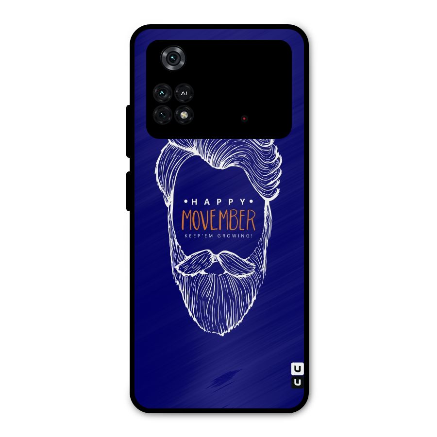 Happy Movember Blue Metal Back Case for Poco M4 Pro 4G