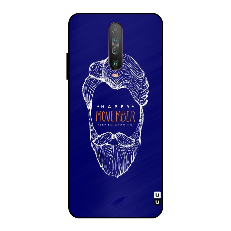 Happy Movember Blue Metal Back Case for Poco X2