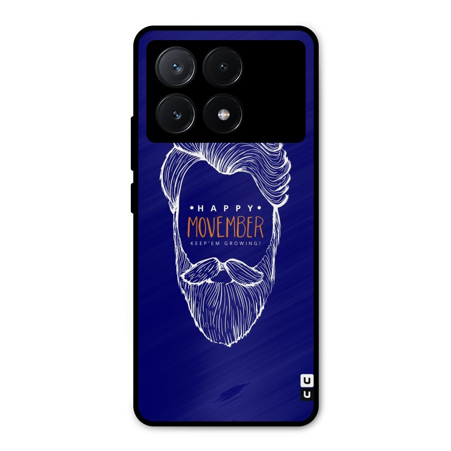 Happy Movember Blue Metal Back Case for Poco X6 Pro
