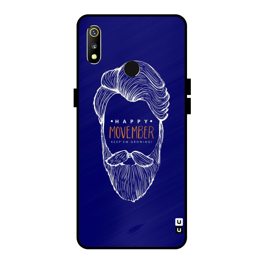 Happy Movember Blue Metal Back Case for Realme 3i