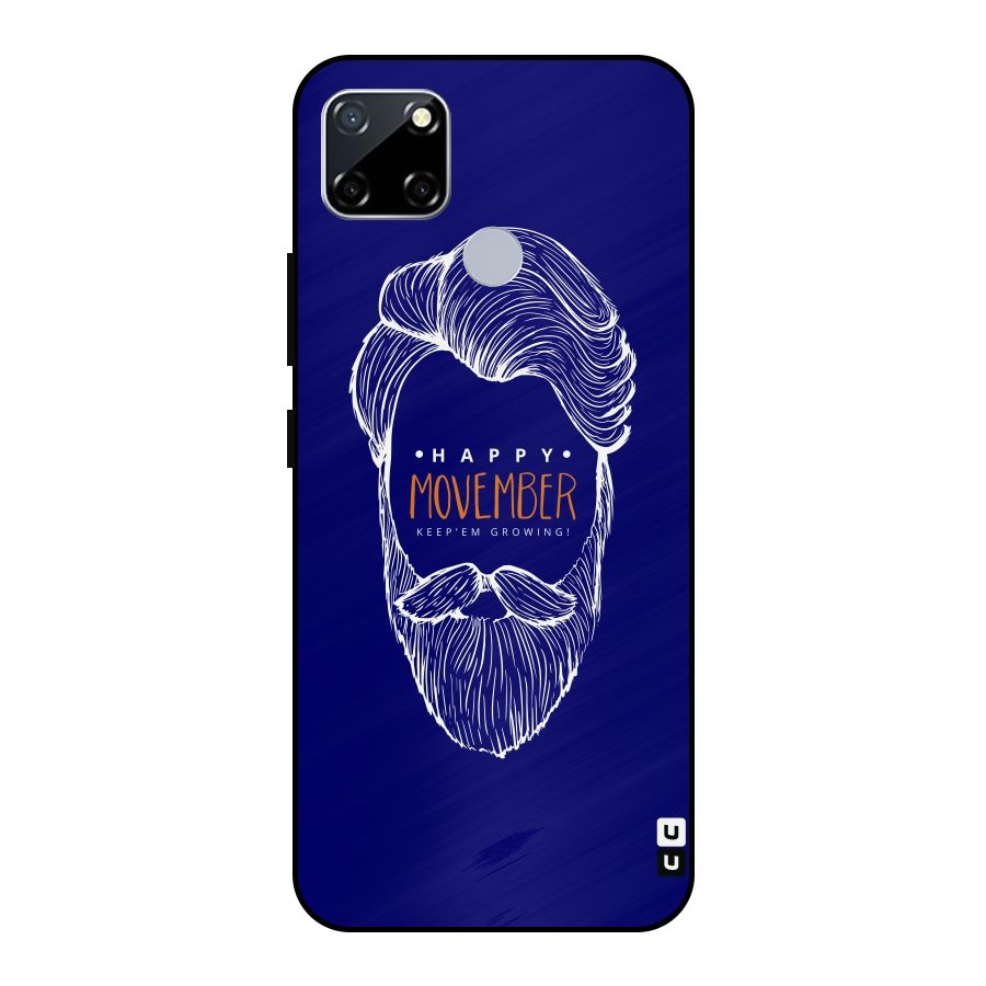 Happy Movember Blue Metal Back Case for Realme Narzo 30A