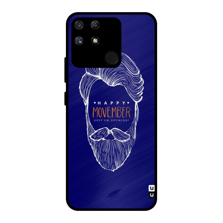 Happy Movember Blue Metal Back Case for Realme Narzo 50A