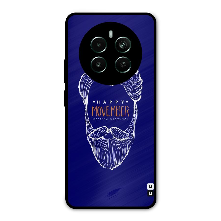 Happy Movember Blue Metal Back Case for Realme Narzo 70 Pro