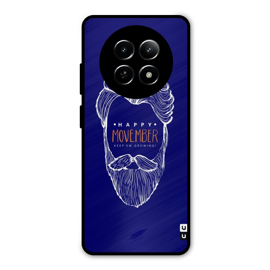 Happy Movember Blue Metal Back Case for Realme Narzo 70x 5G