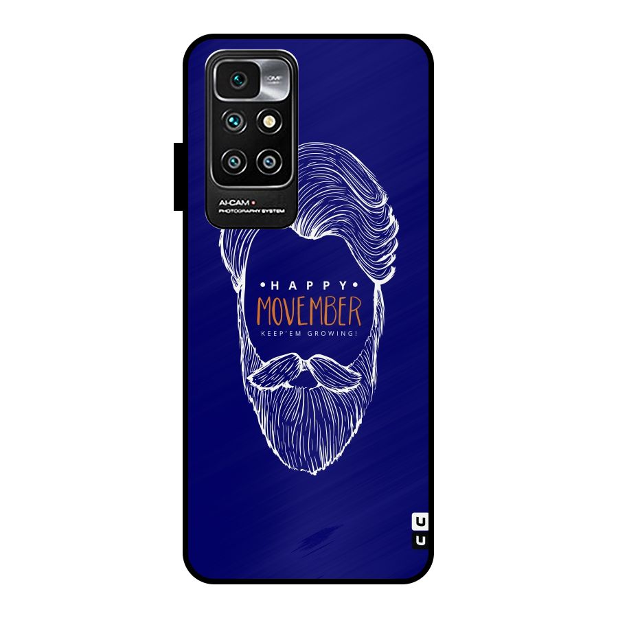 Happy Movember Blue Metal Back Case for Redmi 10 Prime