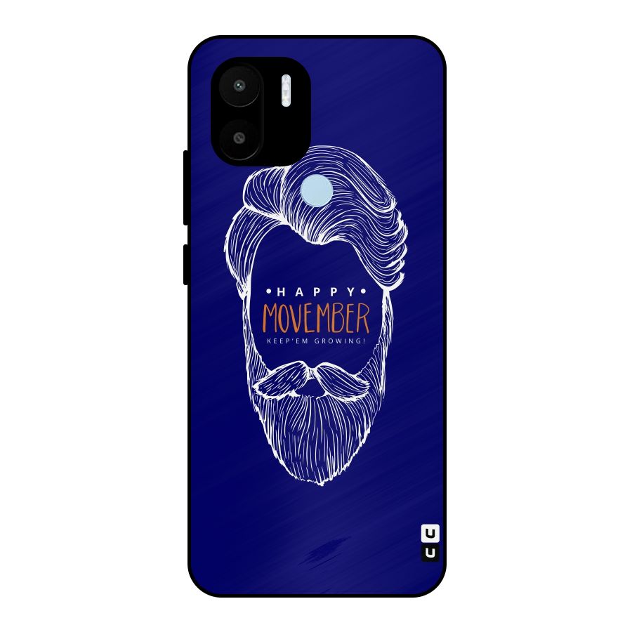 Happy Movember Blue Metal Back Case for Redmi A1+