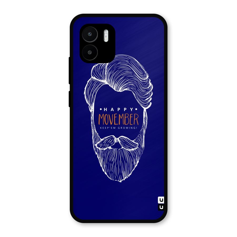 Happy Movember Blue Metal Back Case for Redmi A2
