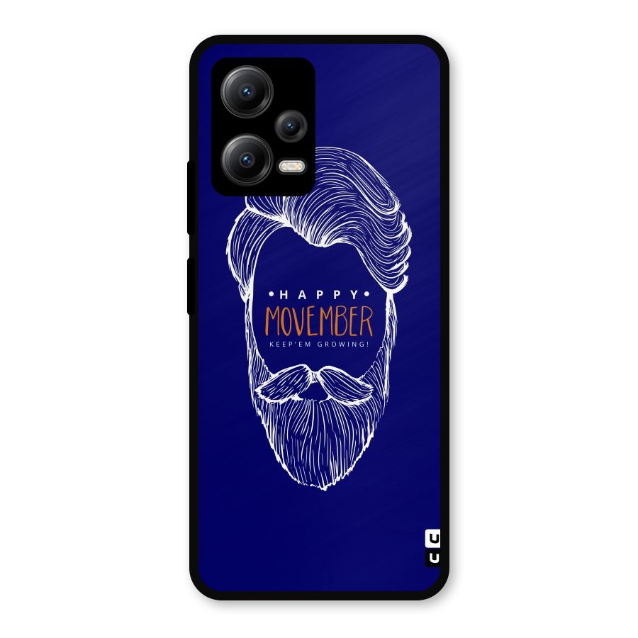 Happy Movember Blue Metal Back Case for Redmi Note 12 5G