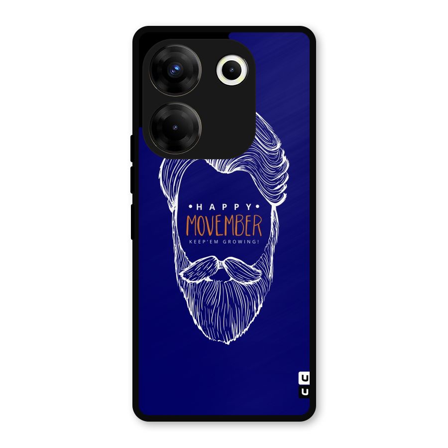 Happy Movember Blue Metal Back Case for Tecno Camon 20