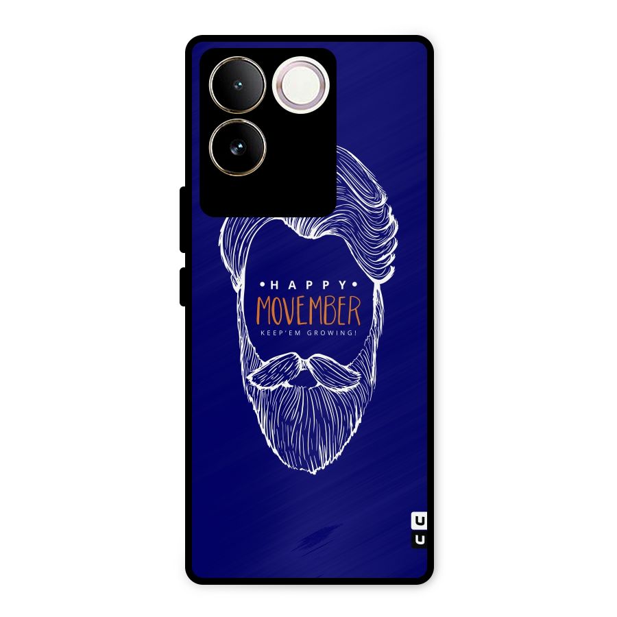 Happy Movember Blue Metal Back Case for Vivo T2 Pro