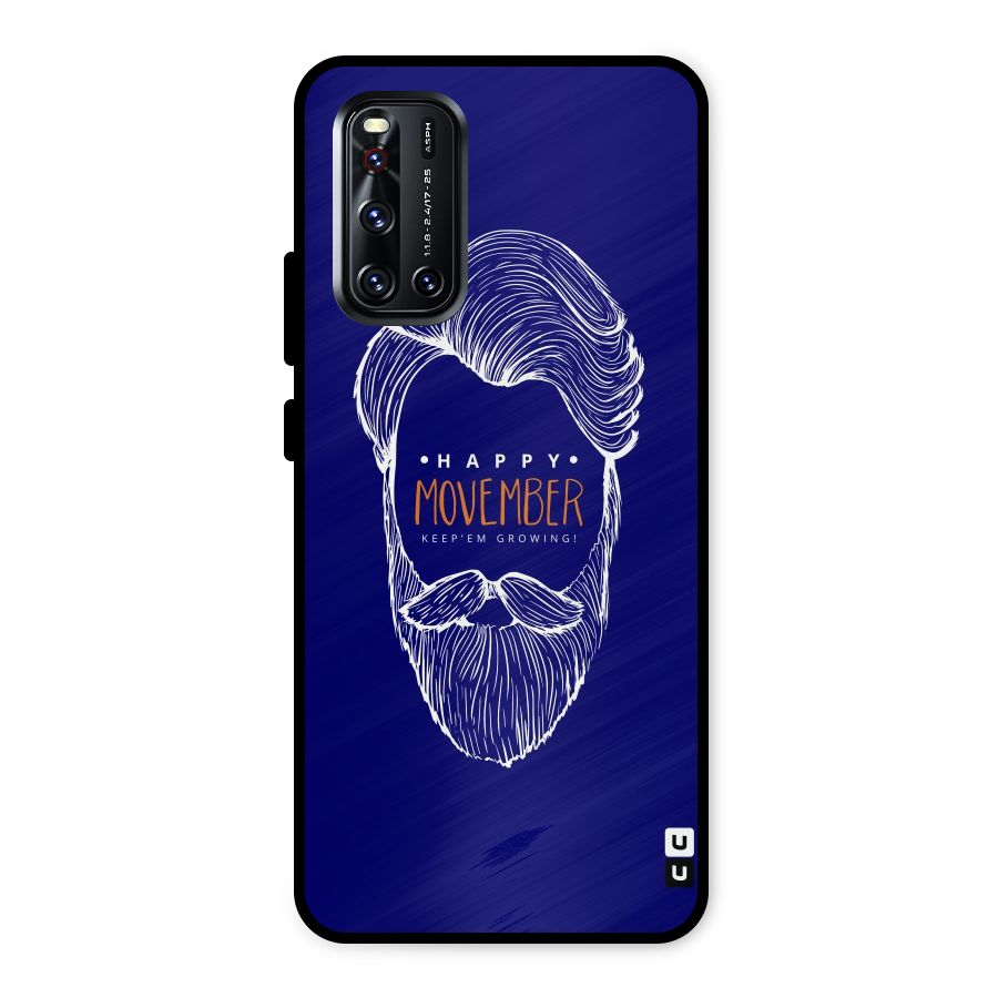 Happy Movember Blue Metal Back Case for Vivo V19