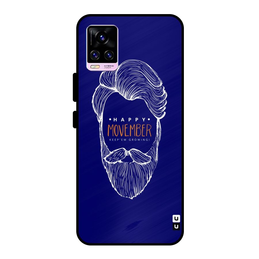 Happy Movember Blue Metal Back Case for Vivo V20 Pro