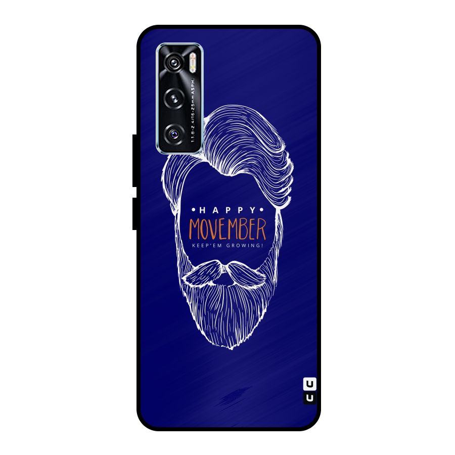 Happy Movember Blue Metal Back Case for Vivo V20 SE